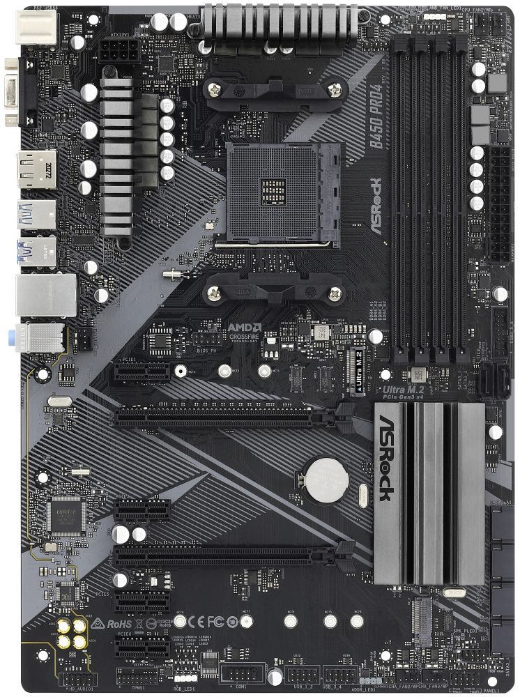 ASRock B450 Pro4 R2.0 / AMD B450 / AM4 / 4x DDR4 DIMM / HDMI / DP / VGA / M.2 / USB-C / ATX